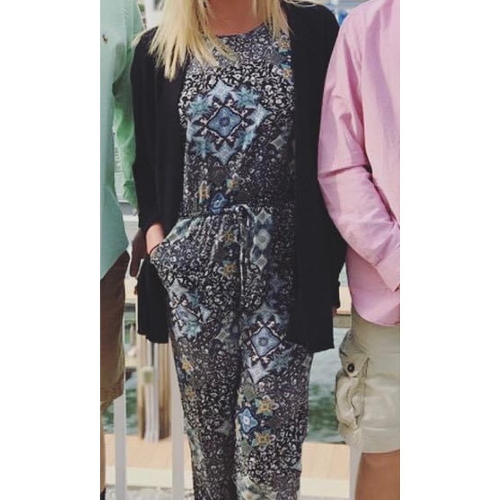 Blue Pattern Jumpsuit